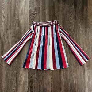 B8 Devotion Italy Multicolor Striped Knit Long Sleeve Flare Hem Top Size M